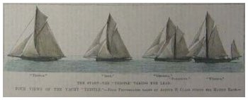 The Yacht "Thistle" Taking the Lead - Published in Harper's Weekly, New York.