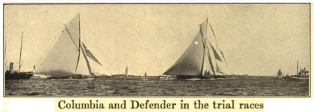 Columbia and Defender in the trial races - The "America's" cup races