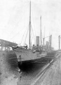View of the port-side - Erin in dry dock at Erie Basin. 1899