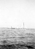 The Robert Haddon going alongside Shamrock I. 1899.