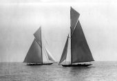 208-Shamrock III and Shamrock IV at sea. 1920.