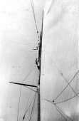 214-Rigging and stitching the topsail. Shamrock IV. 1920.