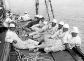 190-Crew aboard Shamrock IV. 1920.