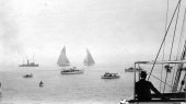 1004-First Race - Fifteen miles to windward and return for Resolute and Shamrock IV. July 1920.