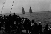 52-Resolute and Shamrock IV from the Victoria. July 1920.