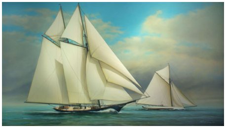 "Two Champions" America & Puritan, 1885, America's Cup Trials Acrylic on Canvas 22" x 38"