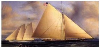 The Sloop Maria Racing the Schooner Yacht America - by James E. Buttersworth