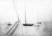 1084-Shamrock I and Shamrock II viewed from Mr Ratsey's yacht. May 1901.