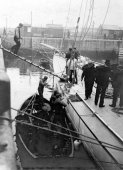 703-Rivetting on new chain plates at James Watt Docks, Greenock. Shamrock III. April 1903.