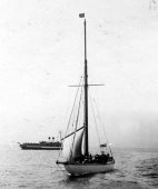 843-Hoisting sail on Shamrock III. May 1903.