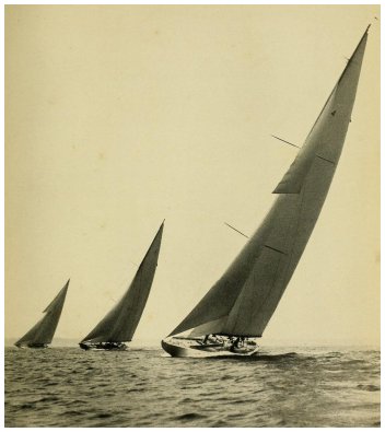 Start of Long Island Sound Race - Resolute (left) Vanitie (center) Enterprise (right)